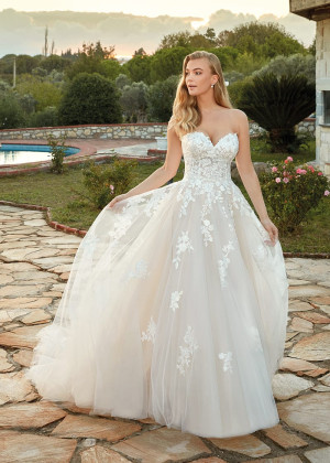 Ivory Sequined Lace Tulle Creative Wedding Dress With Champagne Lining